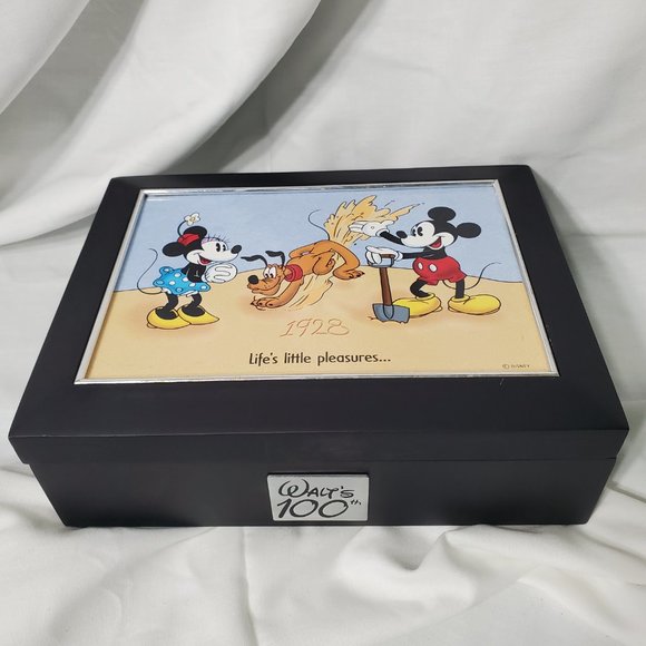 Hallmark Disney Walt’s 100 years Jewelry/ Trinket Black Box /Mickey and Mini - Picture 2 of 5